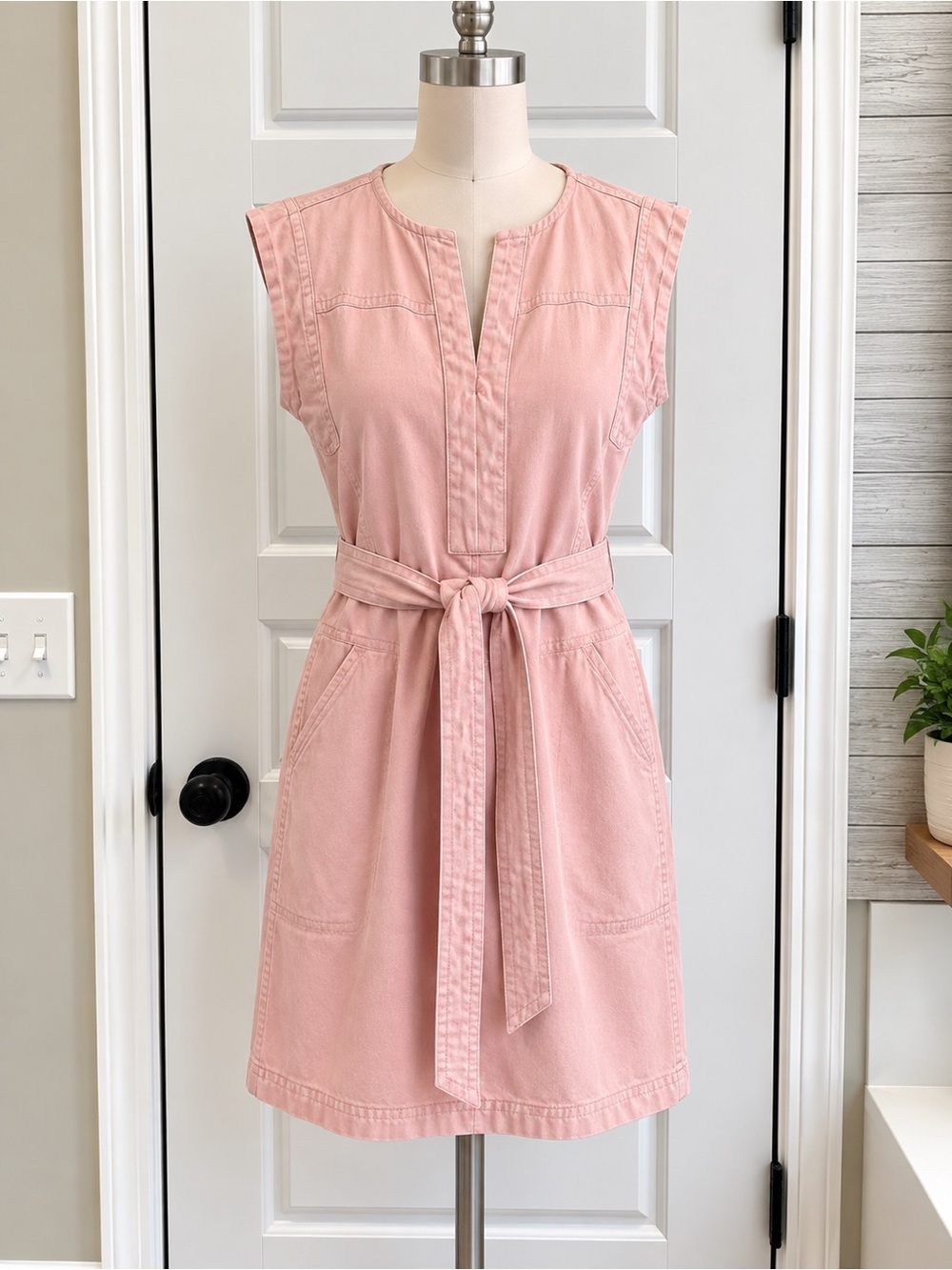 Banana Republic Pink Sleeveless Belted Utility Mini Dress Women’s Size XS